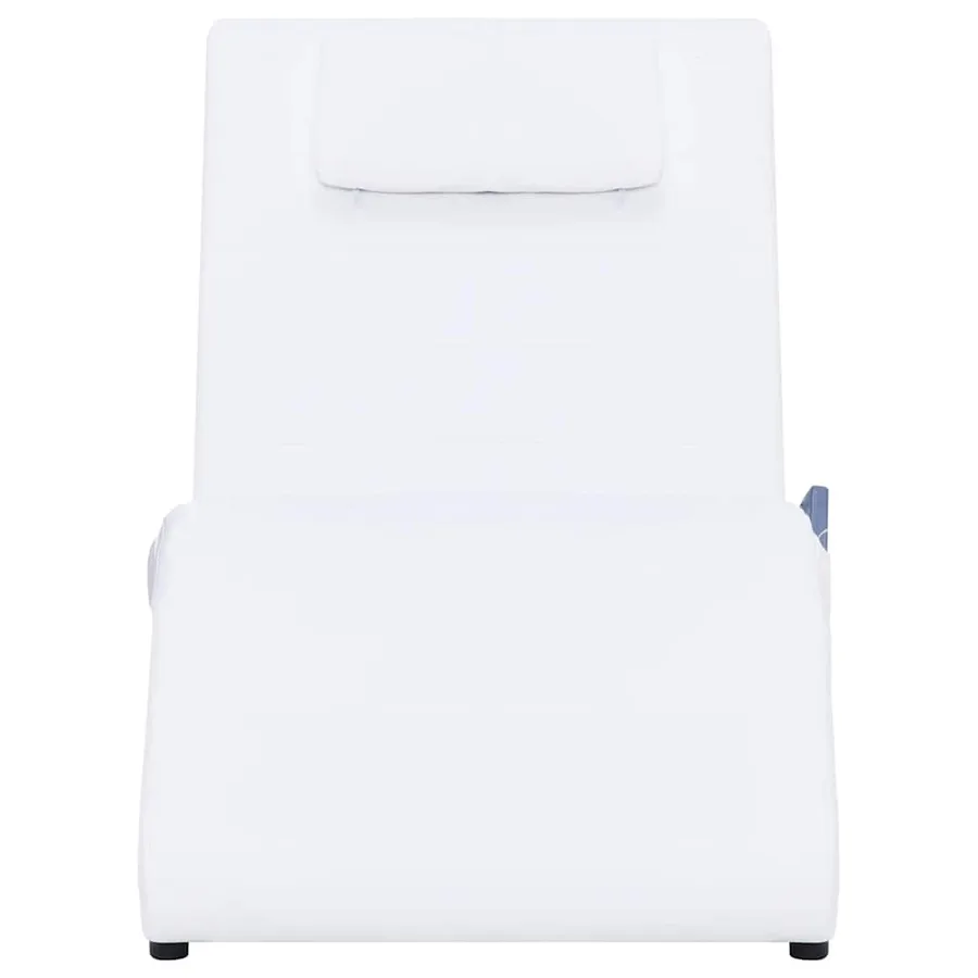 Chaise longue de massage avec oreiller Blanc Similicuir - 3