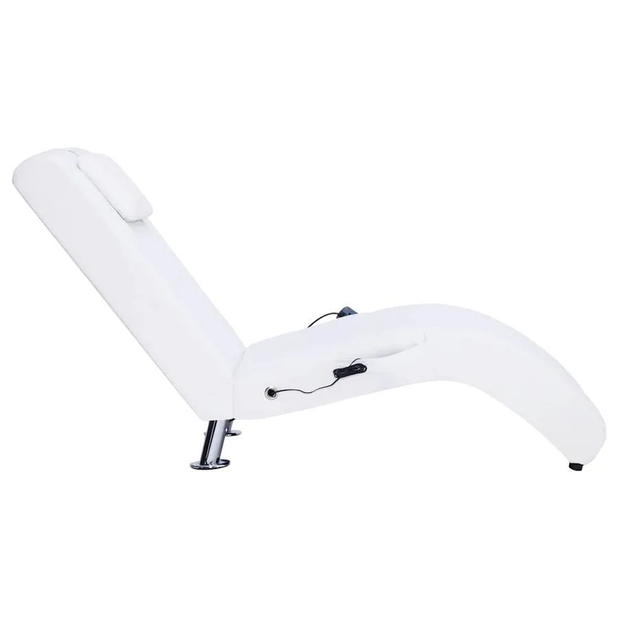 Chaise longue de massage avec oreiller Blanc Similicuir - 4