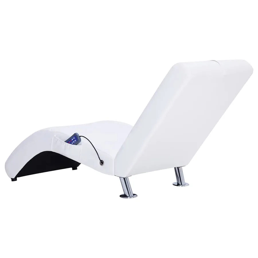 Chaise longue de massage avec oreiller Blanc Similicuir - 5