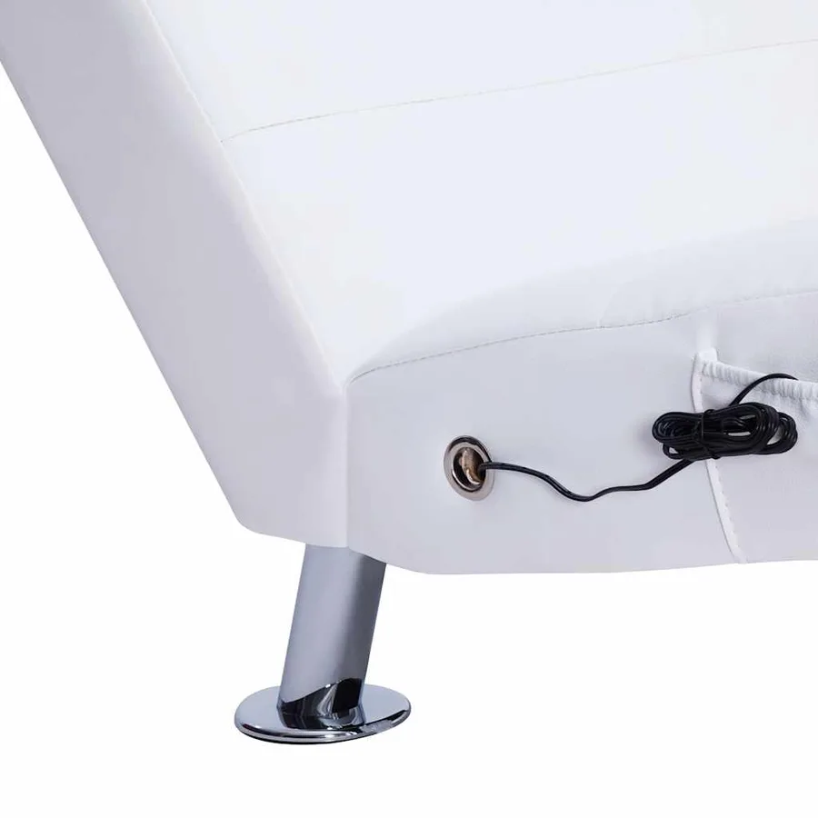Chaise longue de massage avec oreiller Blanc Similicuir - 7