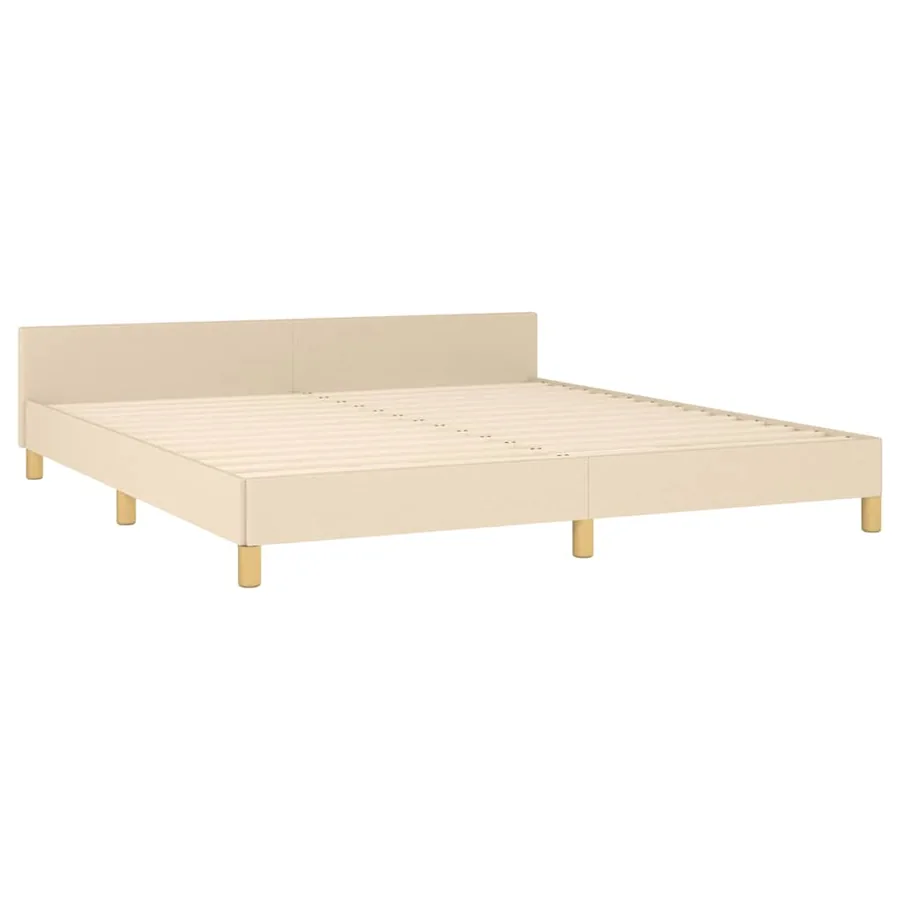 Cadre de lit sans matelas crème 160x200 cm tissu - 4