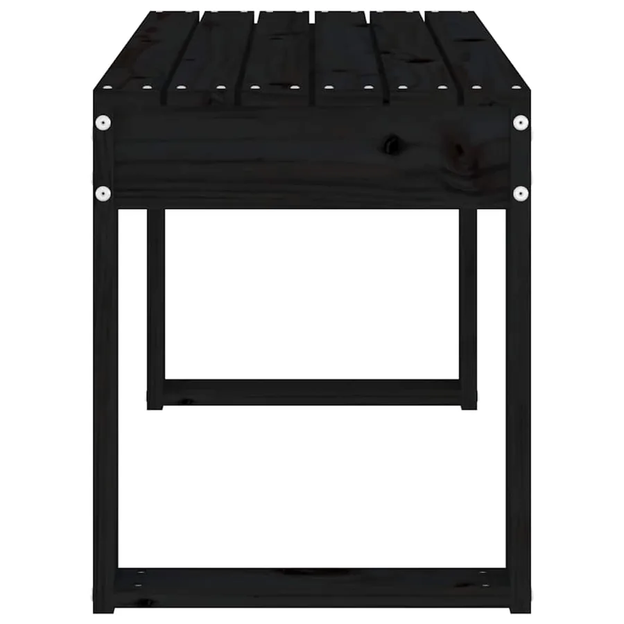 Banc de jardin noir 80x38x45 cm bois massif de pin - 4