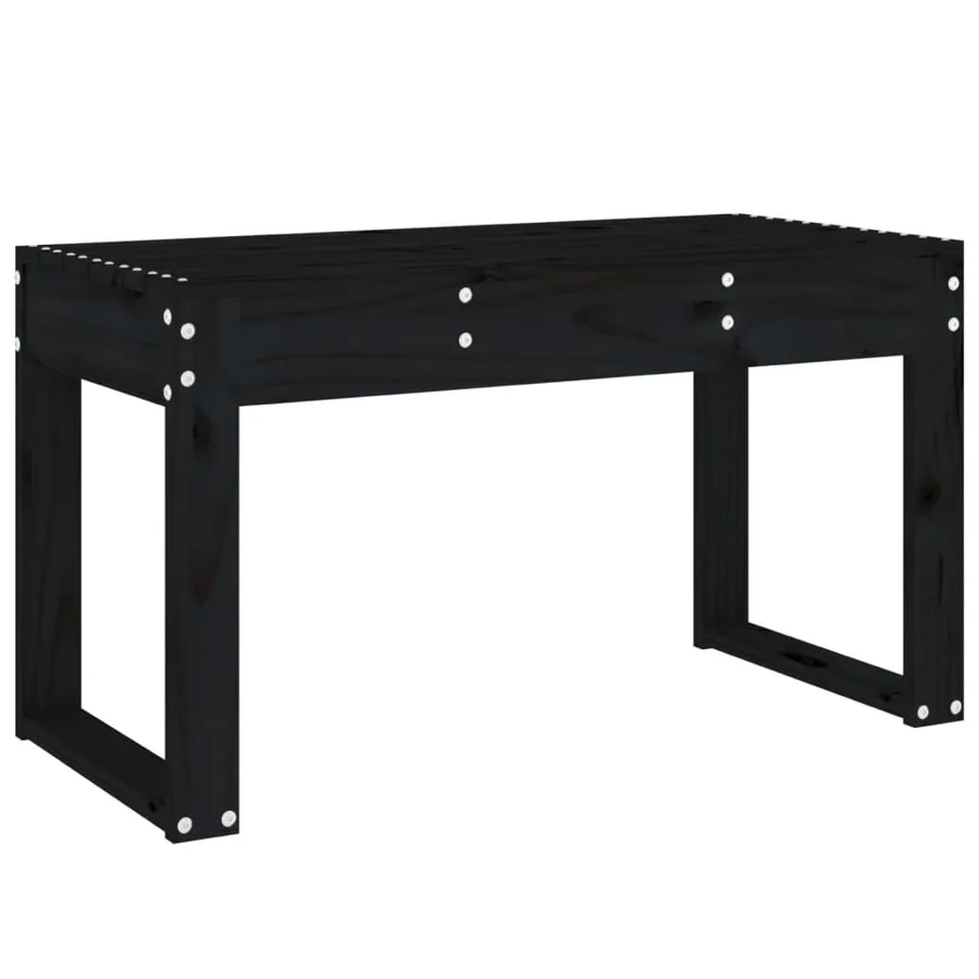 Banc de jardin noir 80x38x45 cm bois massif de pin - 5