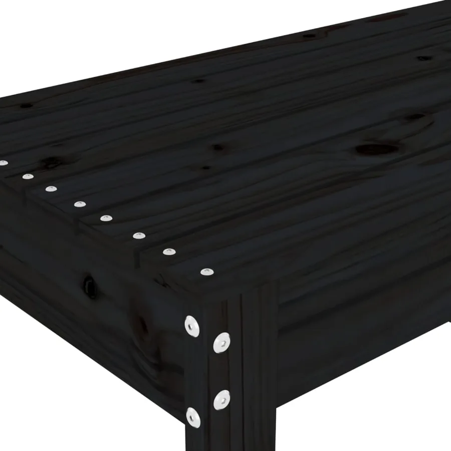 Banc de jardin noir 80x38x45 cm bois massif de pin - 6