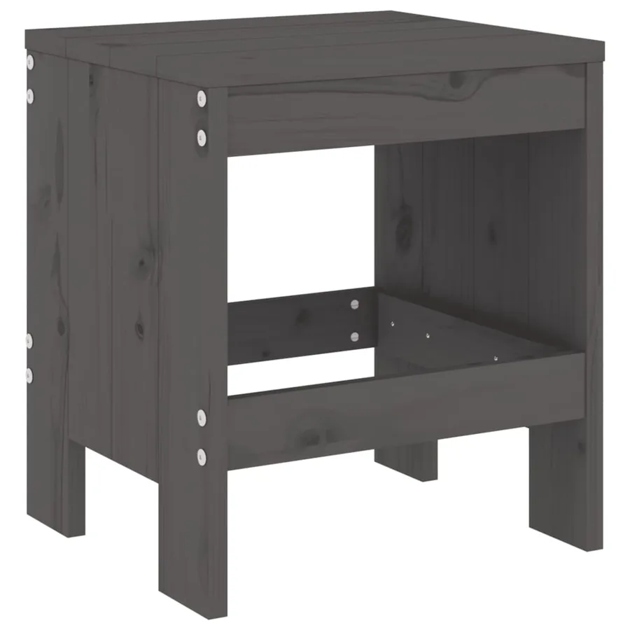 Tabourets de jardin lot de 2 gris 40x36x45 cm bois massif pin - 3