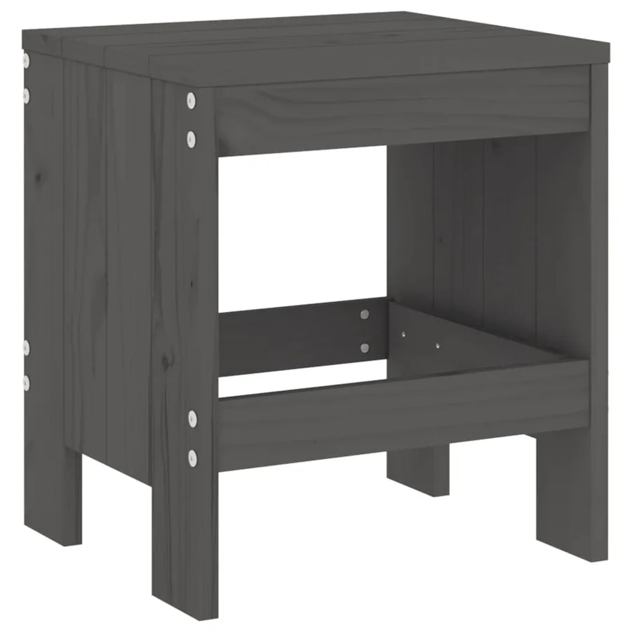 Tabourets de jardin lot de 2 gris 40x36x45 cm bois massif pin - 6