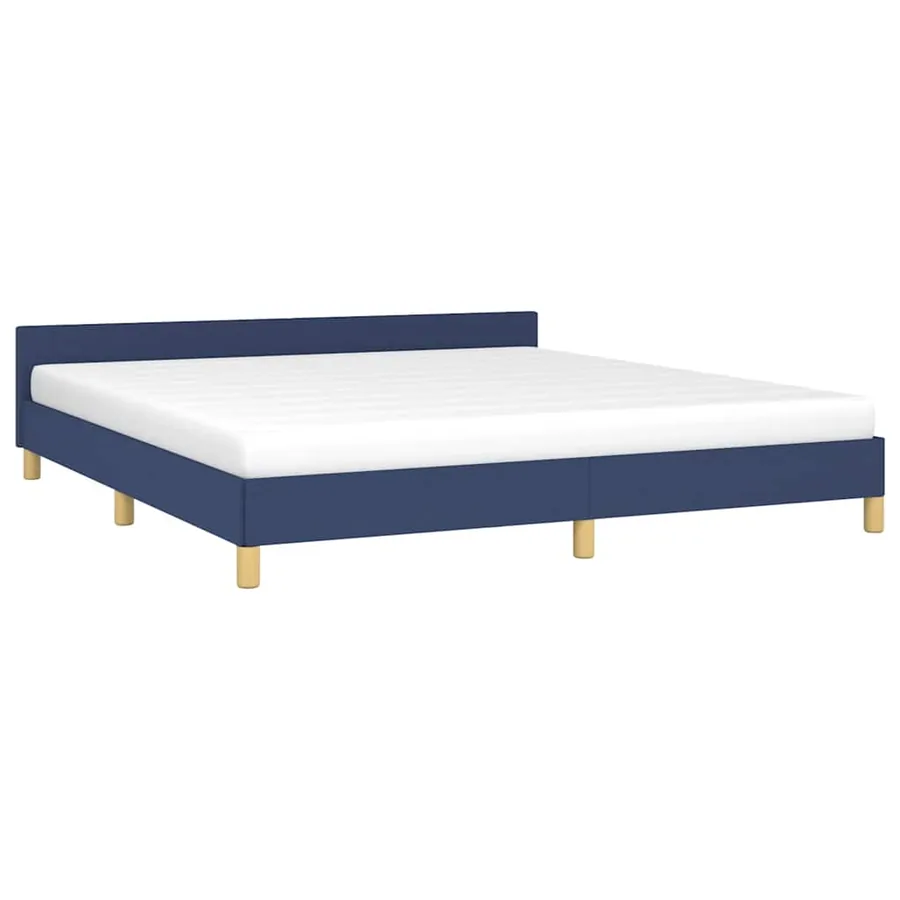 Cadre de lit avec tête de lit sans matelas bleu 180x200cm tissu - 3