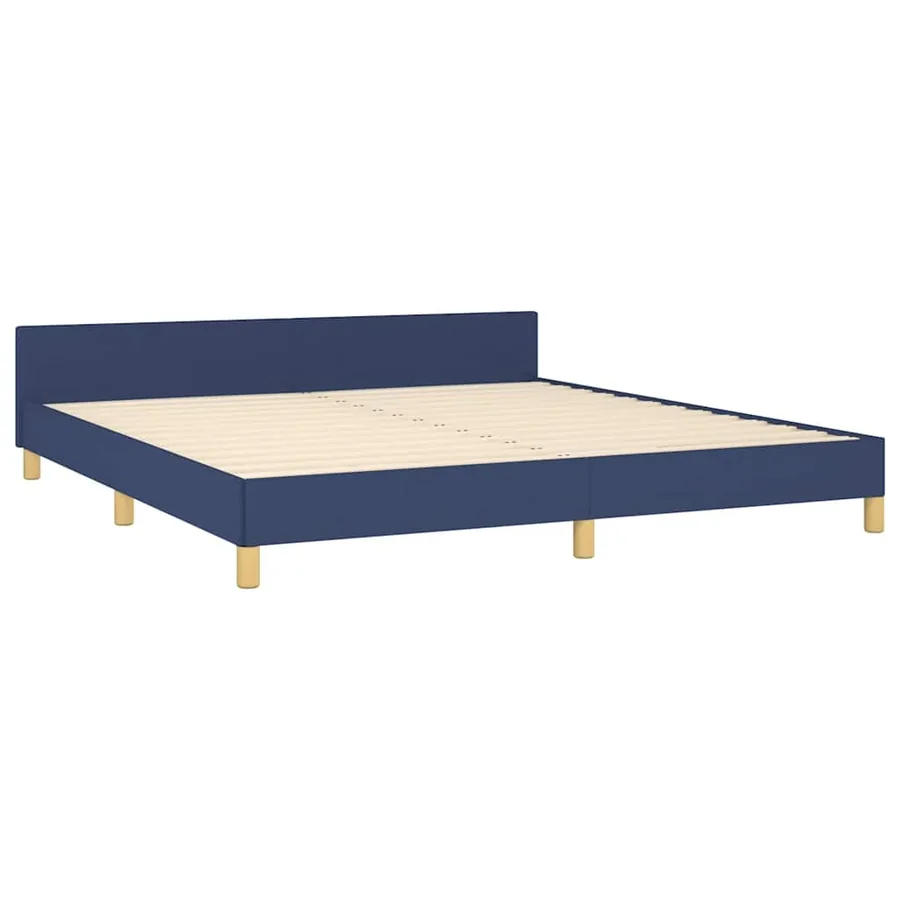 Cadre de lit avec tête de lit sans matelas bleu 180x200cm tissu - 4