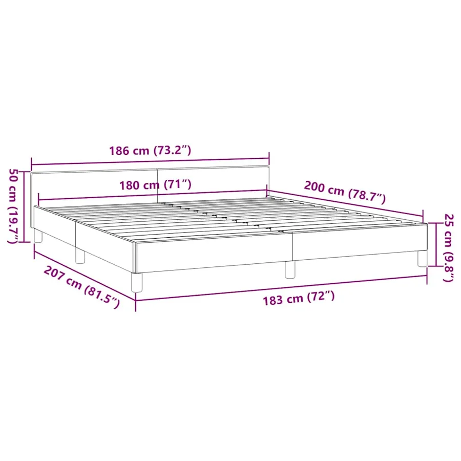 Cadre de lit avec tête de lit sans matelas bleu 180x200cm tissu - 9