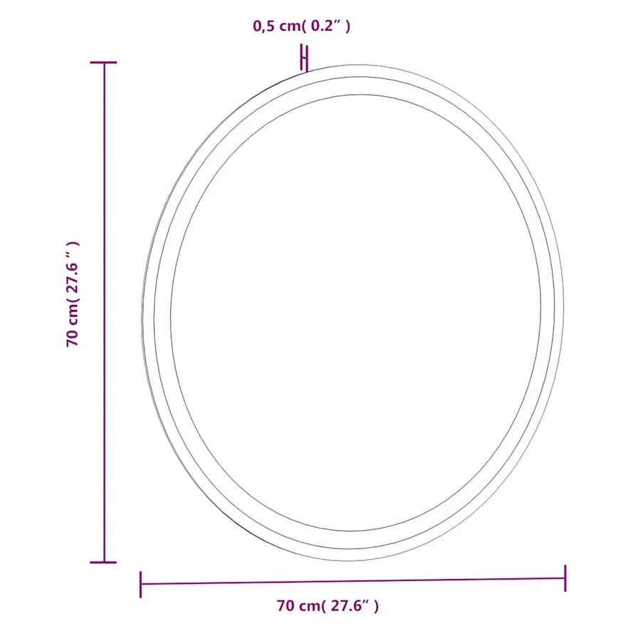 Miroir de salle de bain à LED 70 cm rond - 12