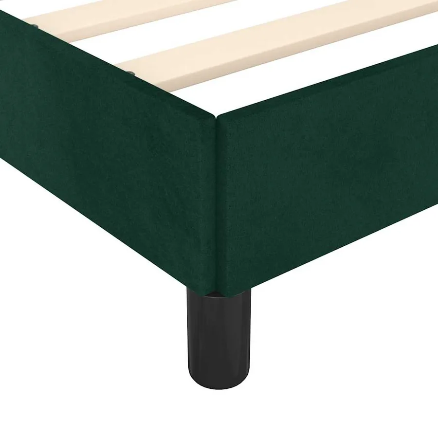 Cadre de lit sans matelas vert foncé 140x190 cm velours - 7
