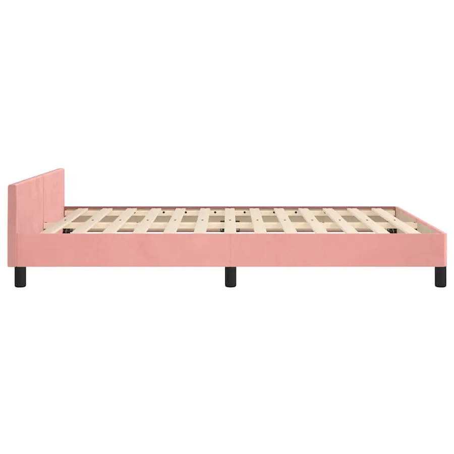 Cadre de lit et tête de lit sans matelas rose 140x190cm velours - 6