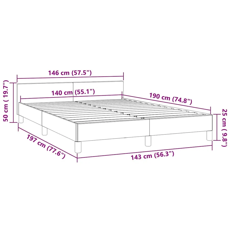 Cadre de lit et tête de lit sans matelas rose 140x190cm velours - 9