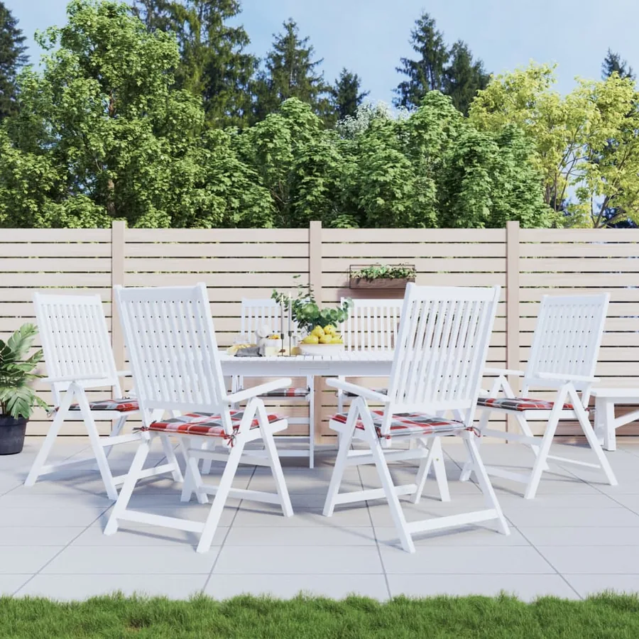 Coussins de chaise de jardin lot de 6 carreaux rouges 50x50x4cm