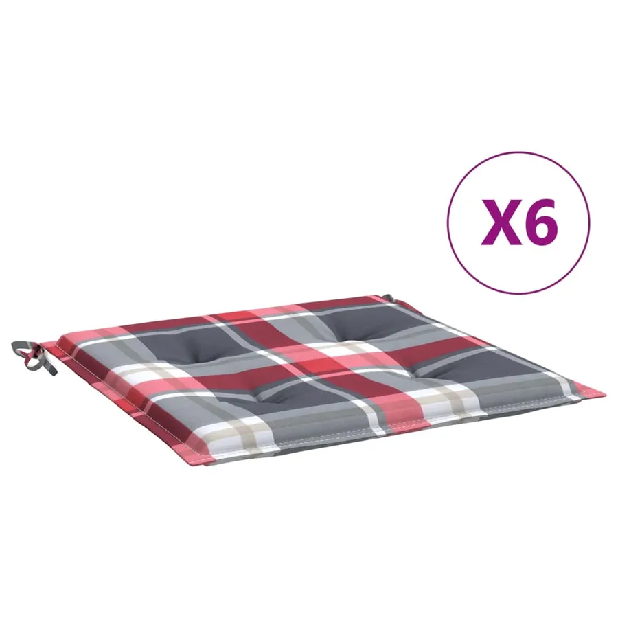 Coussins de chaise de jardin lot de 6 carreaux rouges 50x50x4cm - 2