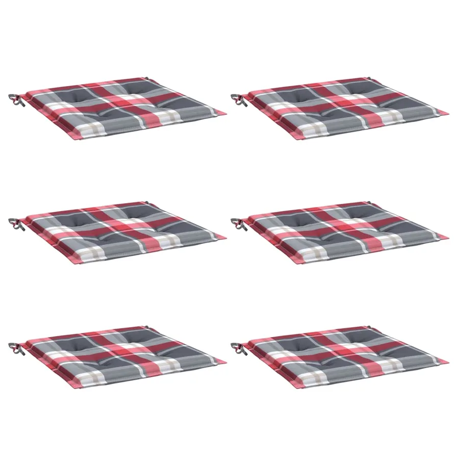 Coussins de chaise de jardin lot de 6 carreaux rouges 50x50x4cm - 3