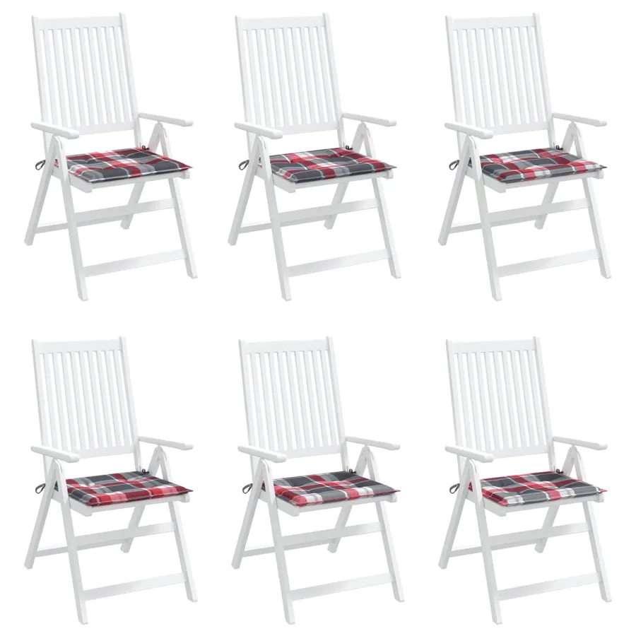 Coussins de chaise de jardin lot de 6 carreaux rouges 50x50x4cm - 8