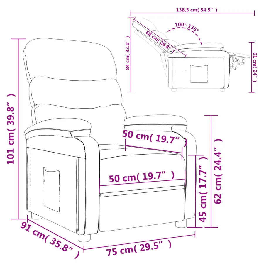 Fauteuil inclinable Cappuccino Similicuir - 9