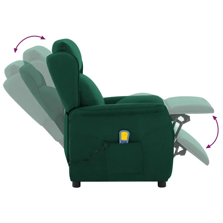 Chaise de massage Vert foncé 93.5 x 67.5 x 101.5 cm tissu - 7
