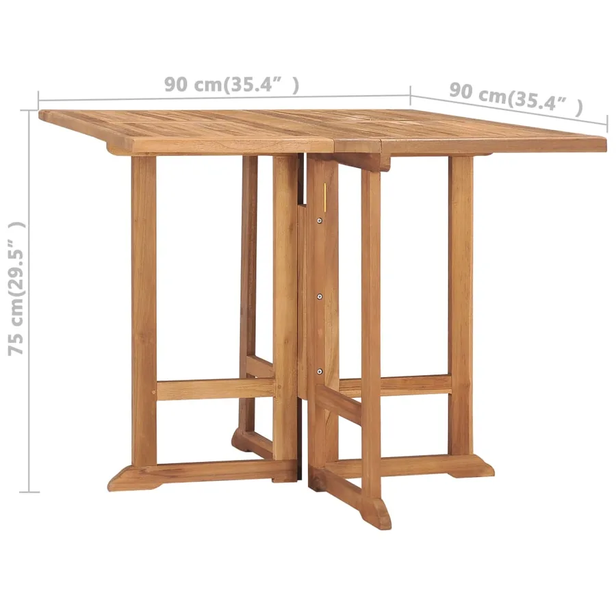 Table à dîner pliable de jardin Ø90x75 cm Bois de teck solide - 7