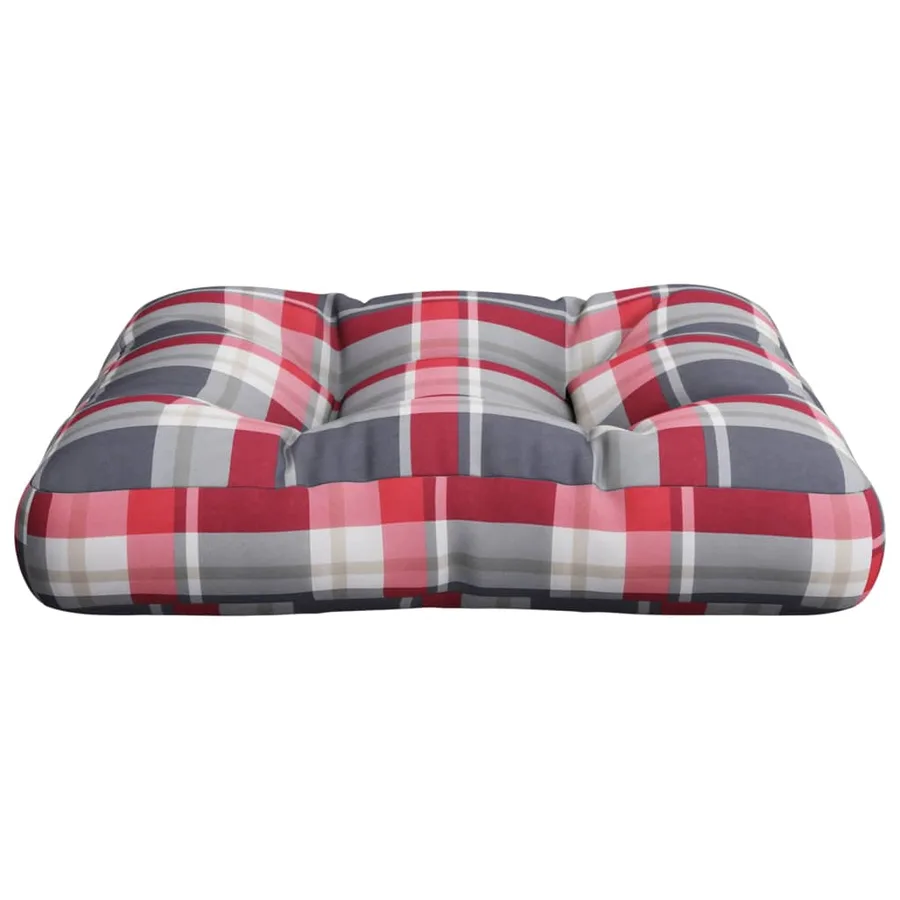 Coussin de palette carreaux rouges 58x58x10 cm tissu - 4