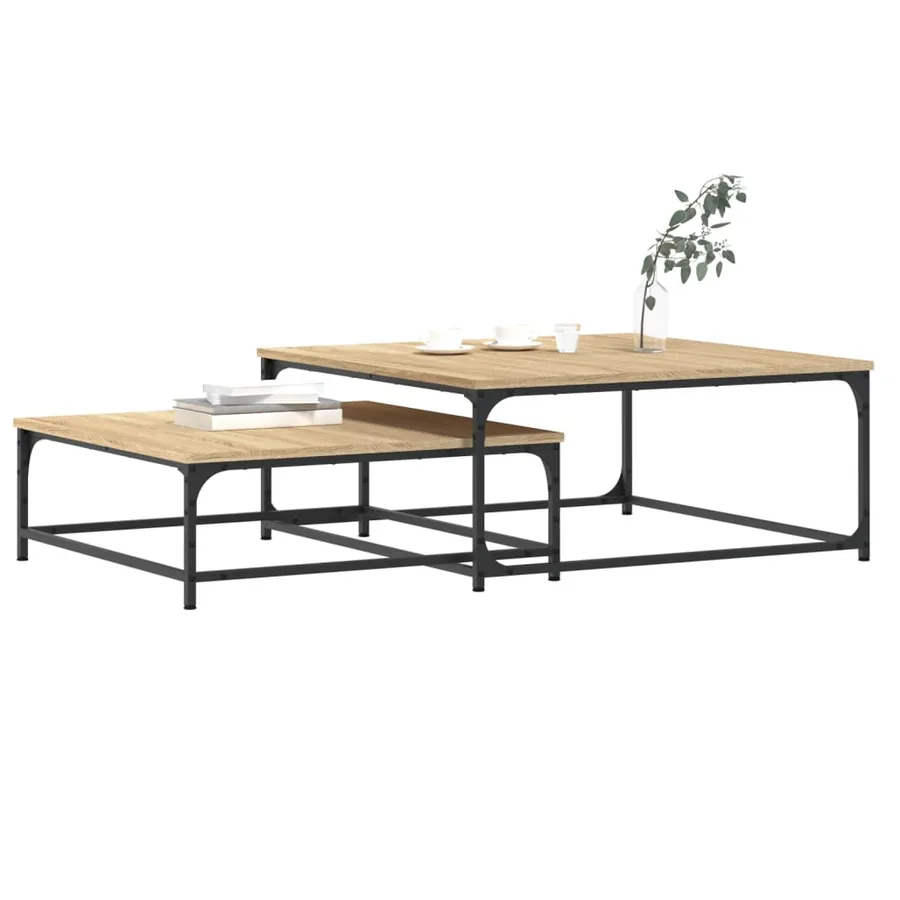 Tables basses gigognes 2 pcs chêne sonoma bois d'ingénierie - 3