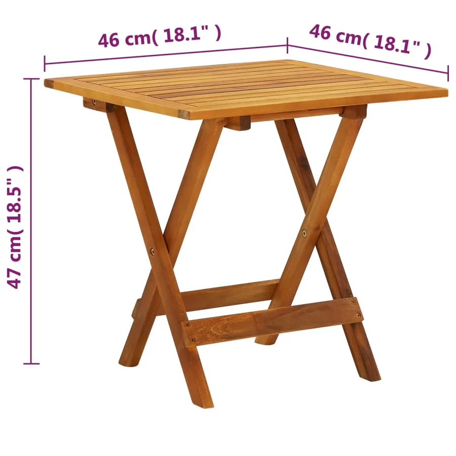 Table de bistro 46x46x47 cm Bois d'acacia massif - 8