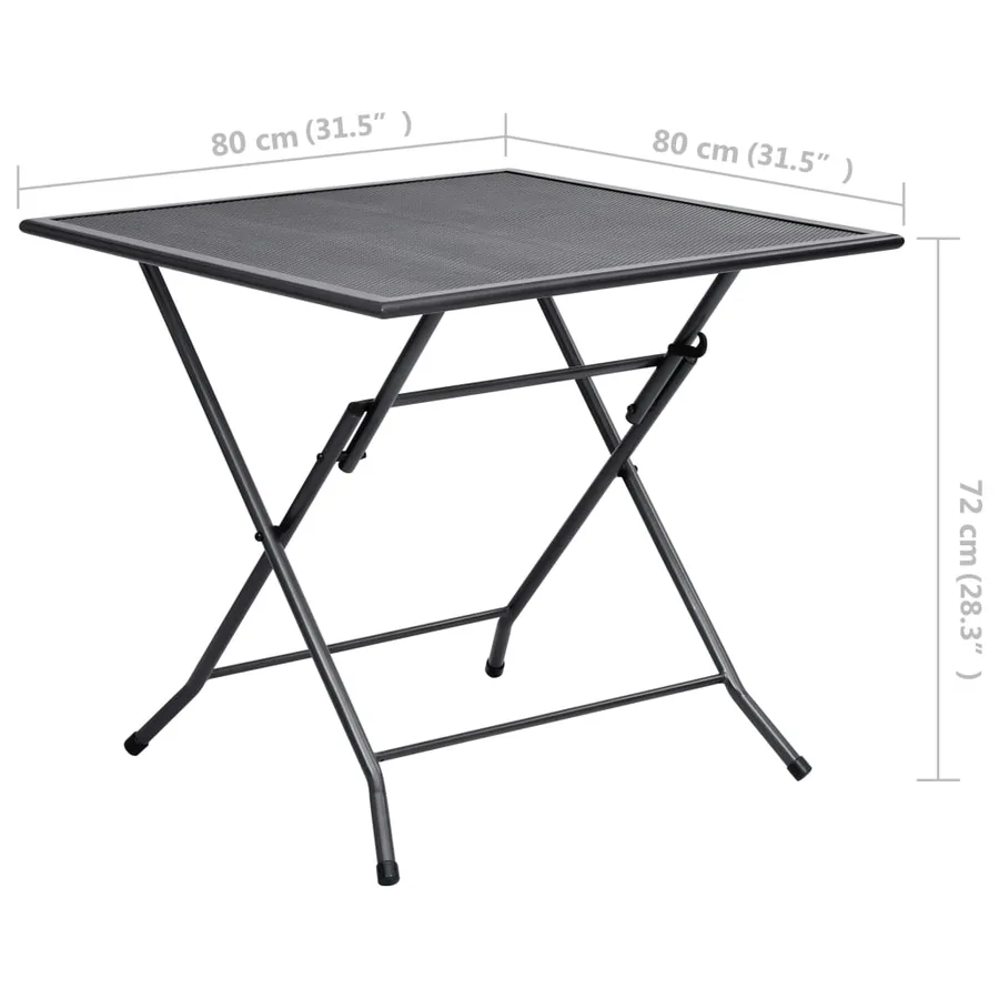 Table pliable en maille 80x80x72 cm Acier Anthracite - 8