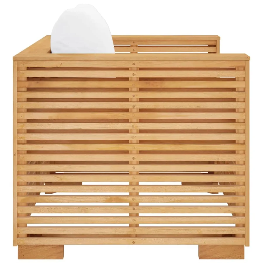 Fauteuil de jardin avec coussins crème Bois de teck massif - 4