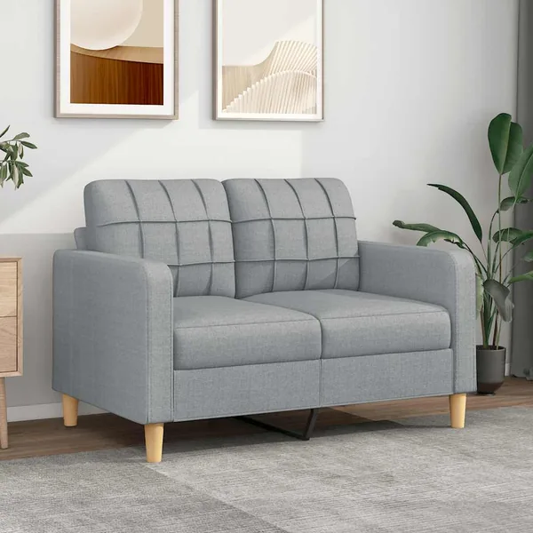 Canapé à 2 places Gris clair 120 cm Tissu