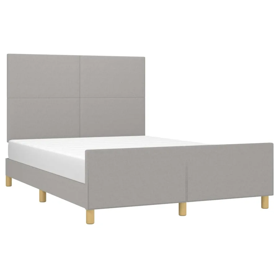 Cadre de lit sans matelas gris clair 140x190 cm tissu - 3