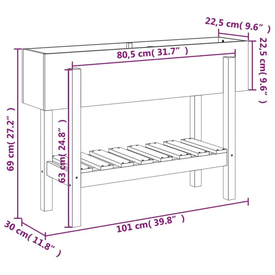 Lit surélevé de jardin 101x30x69 cm bois douglas massif - 9