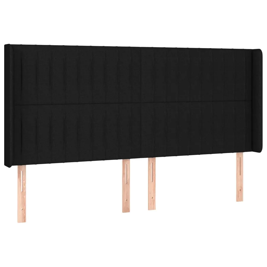 Tête de lit avec oreilles Noir 163x16x118/128 cm Tissu - 2