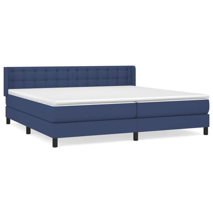Sommier à lattes de lit avec matelas Bleu 200x200 cm Tissu - 2