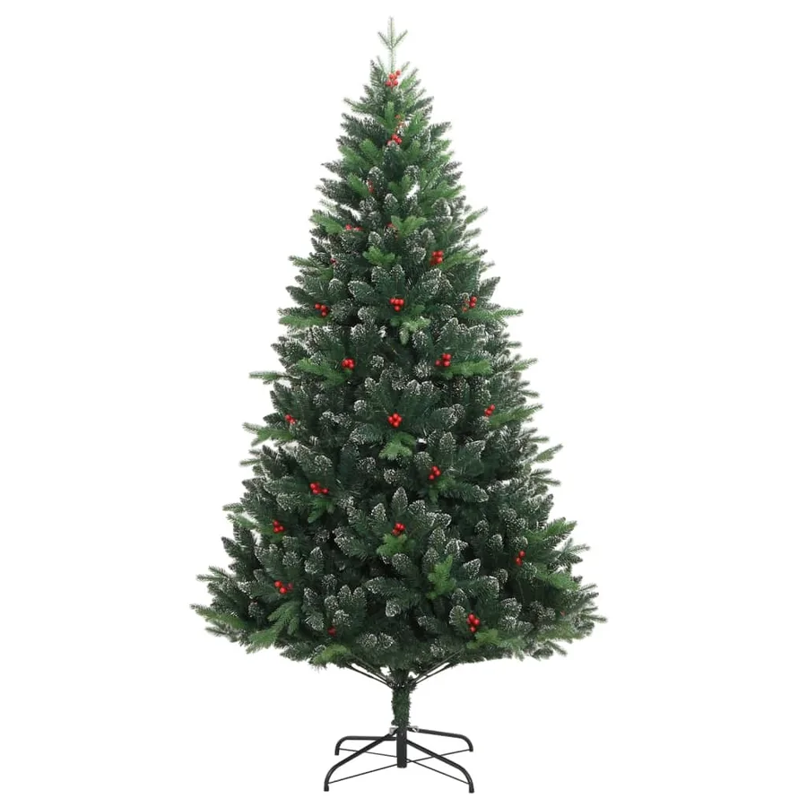 Sapin de Noël artificiel à charnières avec baies rouges 180 cm - 2