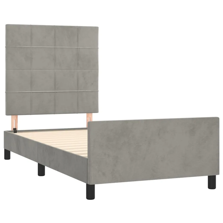 Cadre de lit sans matelas gris clair 100x200 cm velours - 4