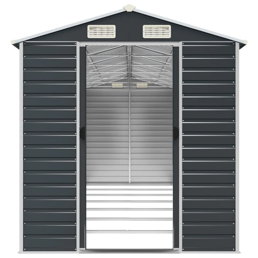 Abri de jardin anthracite 191x640x198 cm acier galvanisé - 5