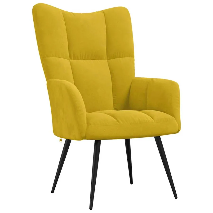 Fauteuil relax avec tabouret en velours jaune moutarde - 6