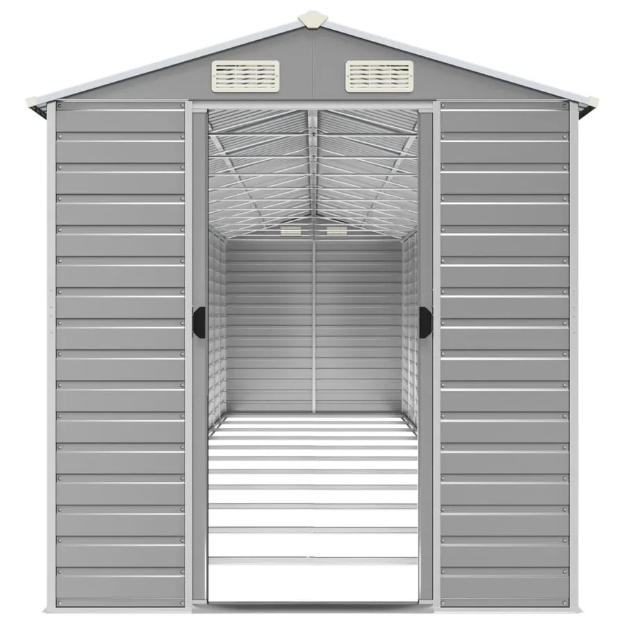 Abri de jardin gris clair 191 x 980 x 198 cm en acier galvanisé - 5