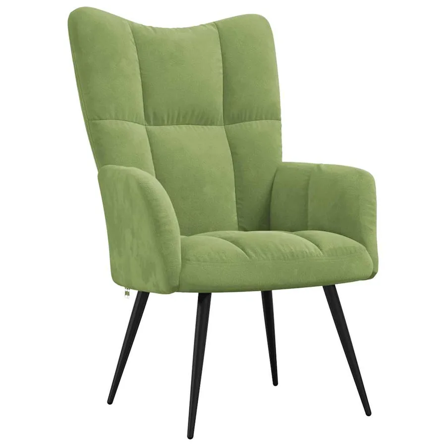 Chaise de relaxation avec tabouret Vert clair Velours - 6