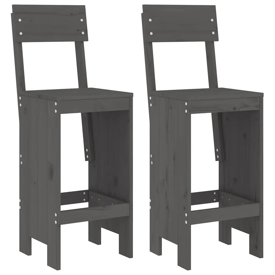 Tabourets de bar lot de 2 gris 40x48,5x115,5 cm bois massif pin - 2