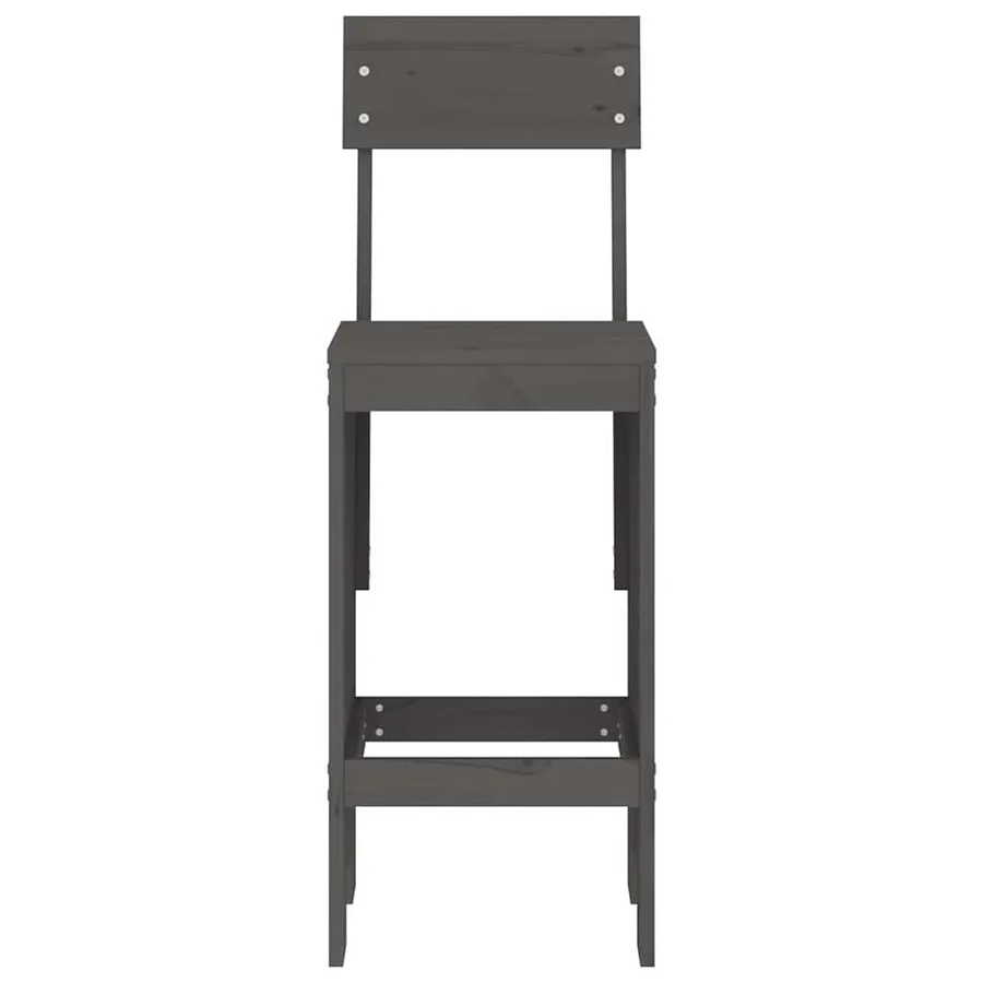 Tabourets de bar lot de 2 gris 40x48,5x115,5 cm bois massif pin - 4