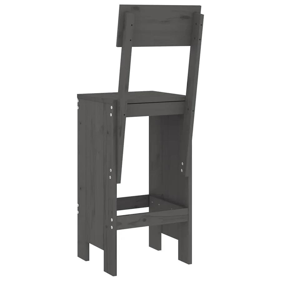 Tabourets de bar lot de 2 gris 40x48,5x115,5 cm bois massif pin - 6