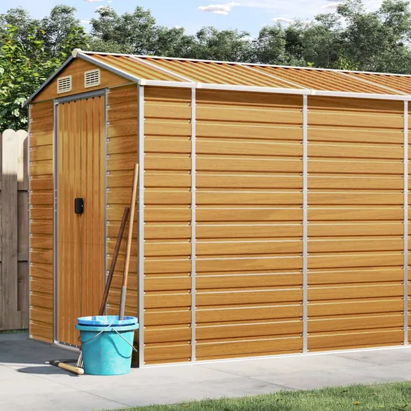 Abri de jardin marron clair 191x895x198 cm acier galvanisé