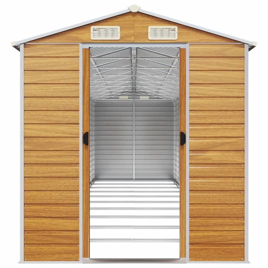 Abri de jardin marron clair 191x895x198 cm acier galvanisé - 4