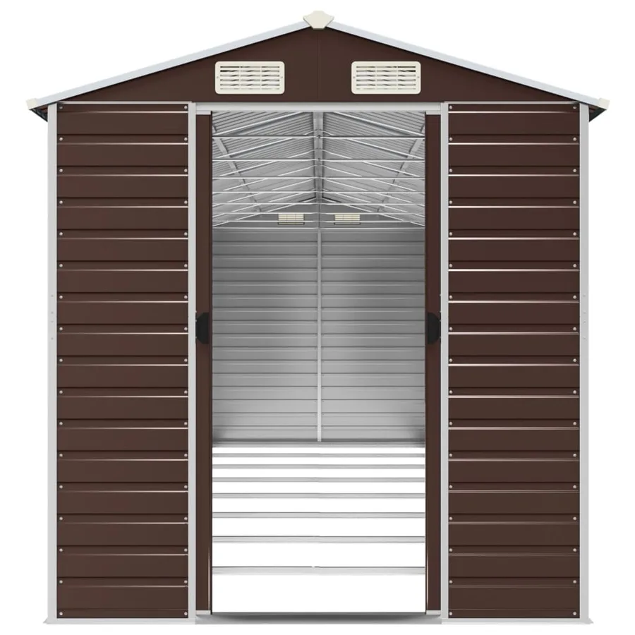 Abri de jardin marron 191x725x198 cm acier galvanisé - 5