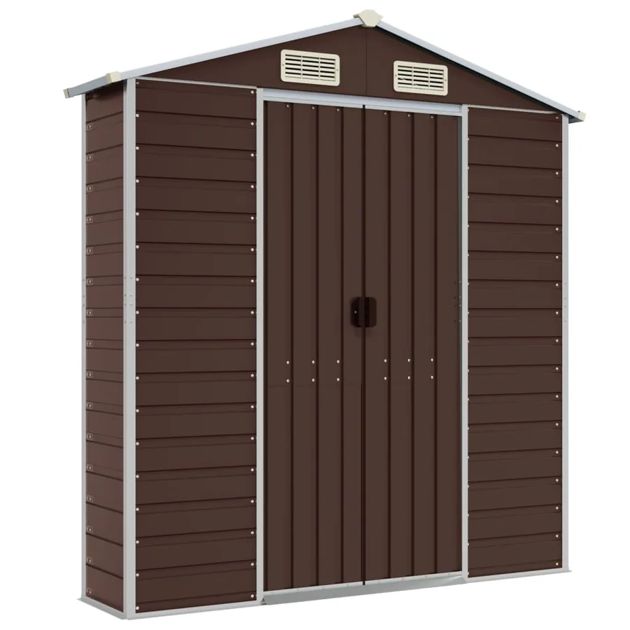Abri de jardin marron 191x725x198 cm acier galvanisé - 8