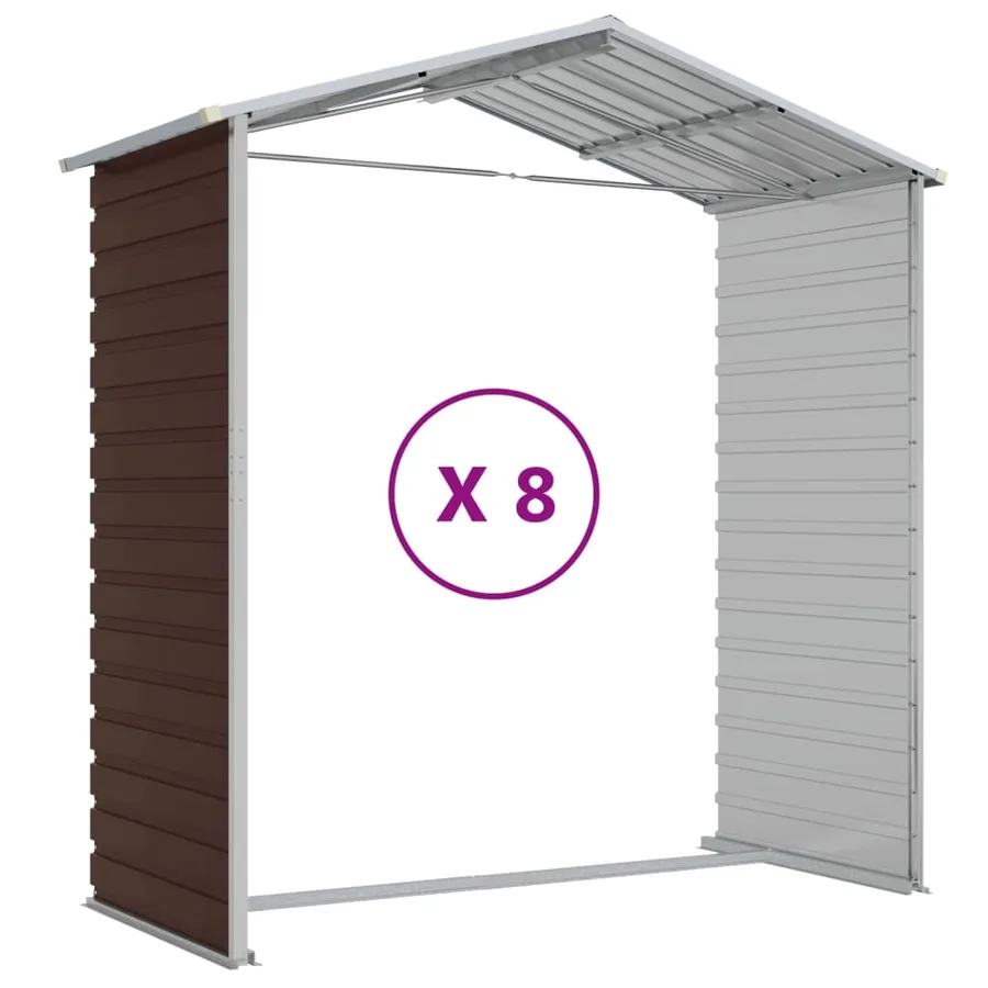 Abri de jardin marron 191x725x198 cm acier galvanisé - 9