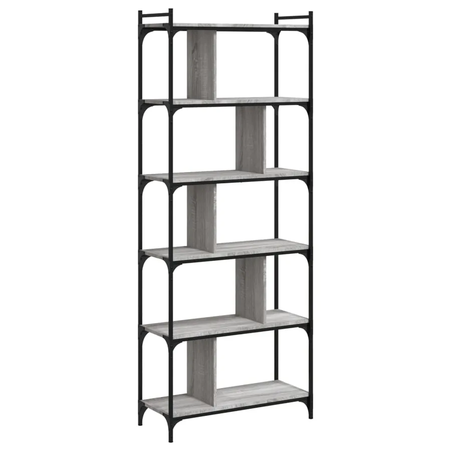Bibliothèque 6niveaux sonoma gris 76x32x192cm bois d'ingénierie - 2