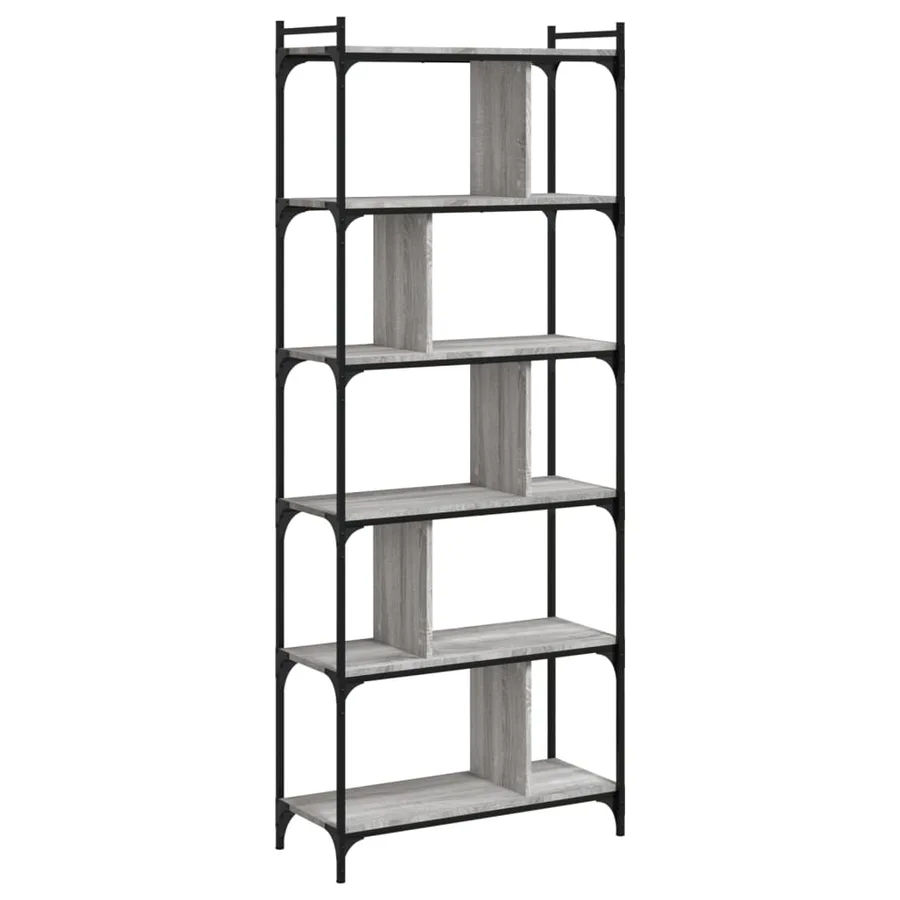 Bibliothèque 6niveaux sonoma gris 76x32x192cm bois d'ingénierie - 4